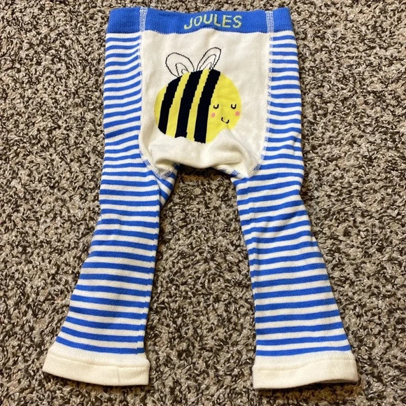 Joules Striped Knit Leggings/Stockings with Bee on Bum - Picture 1 of 5